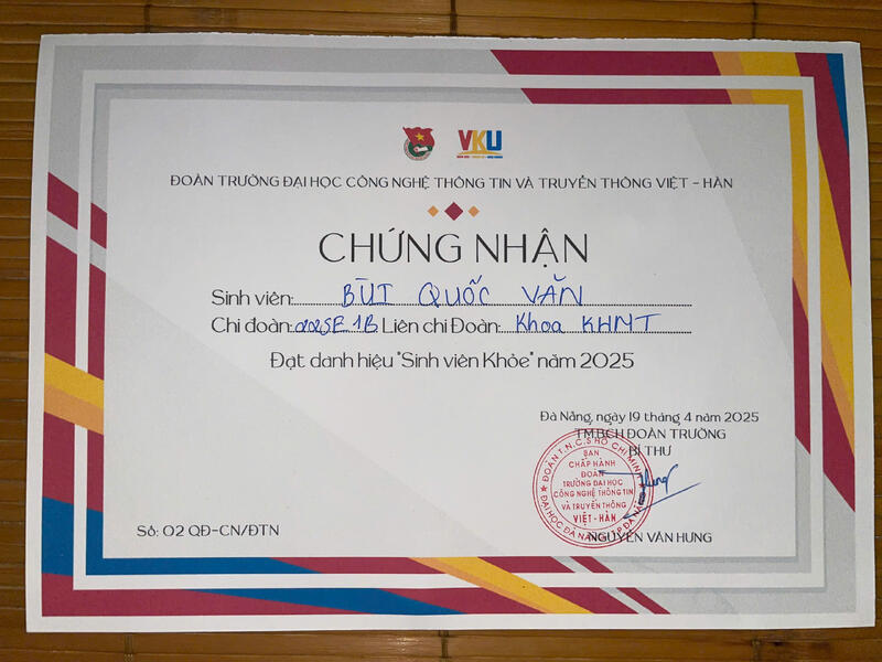 Chứng nhận sinh viên khỏe